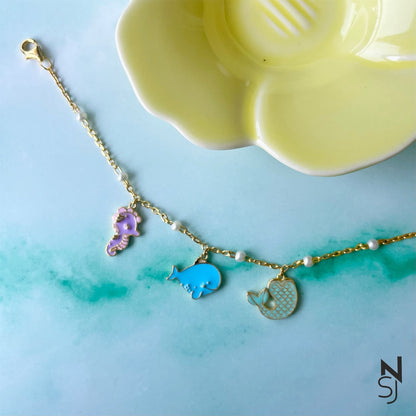 Sea World Charm Bracelet | Personalised 925 Silver Jewellery for Kids | Niashine