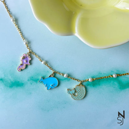 Sea World Charm Bracelet | Personalised 925 Silver Jewellery for Kids | Niashine