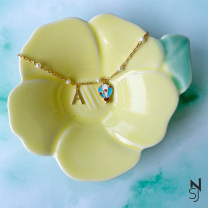 Custom Initial Hot Air Balloon Bracelet | Personalised 925 Silver Jewellery for Kids | Niashine
