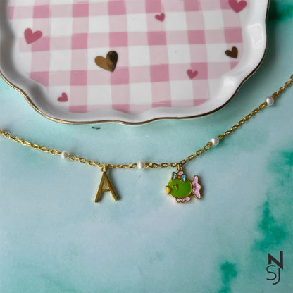 Fishy Fish Initial Bracelet | Personalised 925 Silver Jewellery for Kids | Niashine