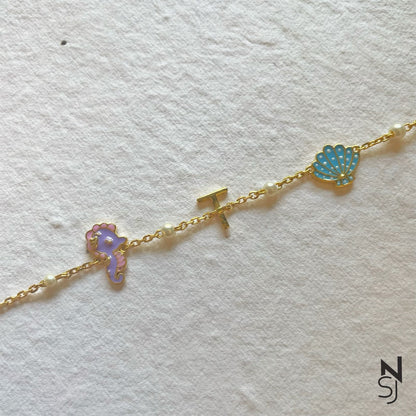 Custom Initial Sea World Bracelet | Personalised 925 Silver Jewellery for Kids | Niashine