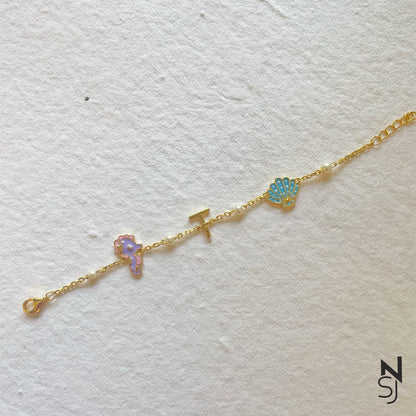 Custom Initial Sea World Bracelet | Personalised 925 Silver Jewellery for Kids | Niashine