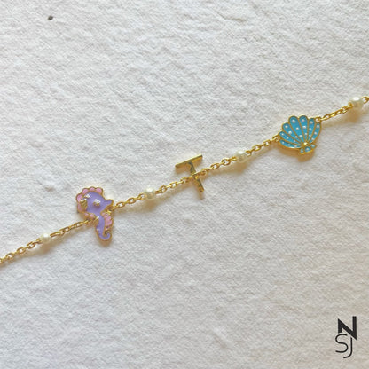 Custom Initial Sea World Bracelet | Personalised 925 Silver Jewellery for Kids | Niashine