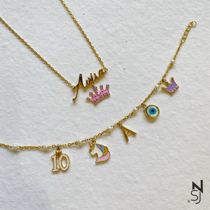 Custom Initial Charm Bracelet | Personalised 925 Silver Jewellery for Kids | Niashine