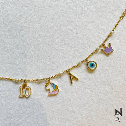 Custom Initial Charm Bracelet | Personalised 925 Silver Jewellery for Kids | Niashine