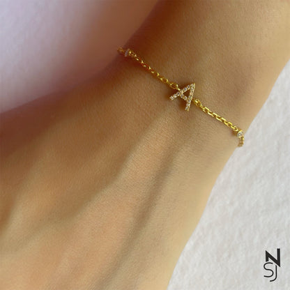 Studded Initial Bracelet | Personalised 925 Silver Jewellery for Kids | Niashine