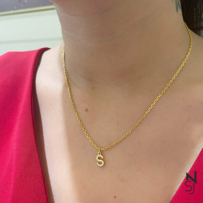Studded Initial Neckchain | Personalised 925 Silver Jewellery for Kids | Niashine