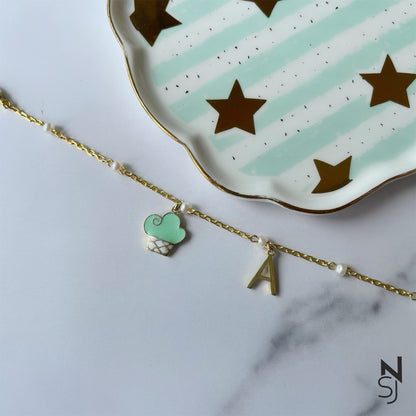Cupcake & Custom Initial Bracelet | Personalised 925 Silver Jewellery for Kids | Niashine
