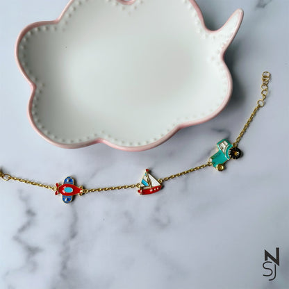 We're going places Charm Bracelet | Personalised 925 Silver Jewellery for Kids | Niashine