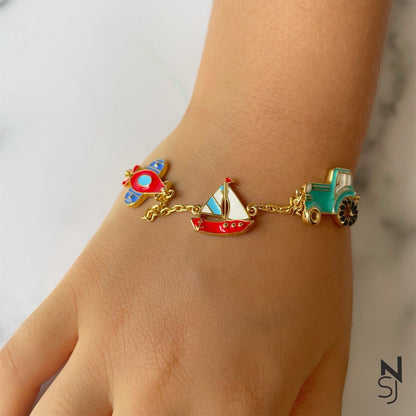 We're going places Charm Bracelet | Personalised 925 Silver Jewellery for Kids | Niashine