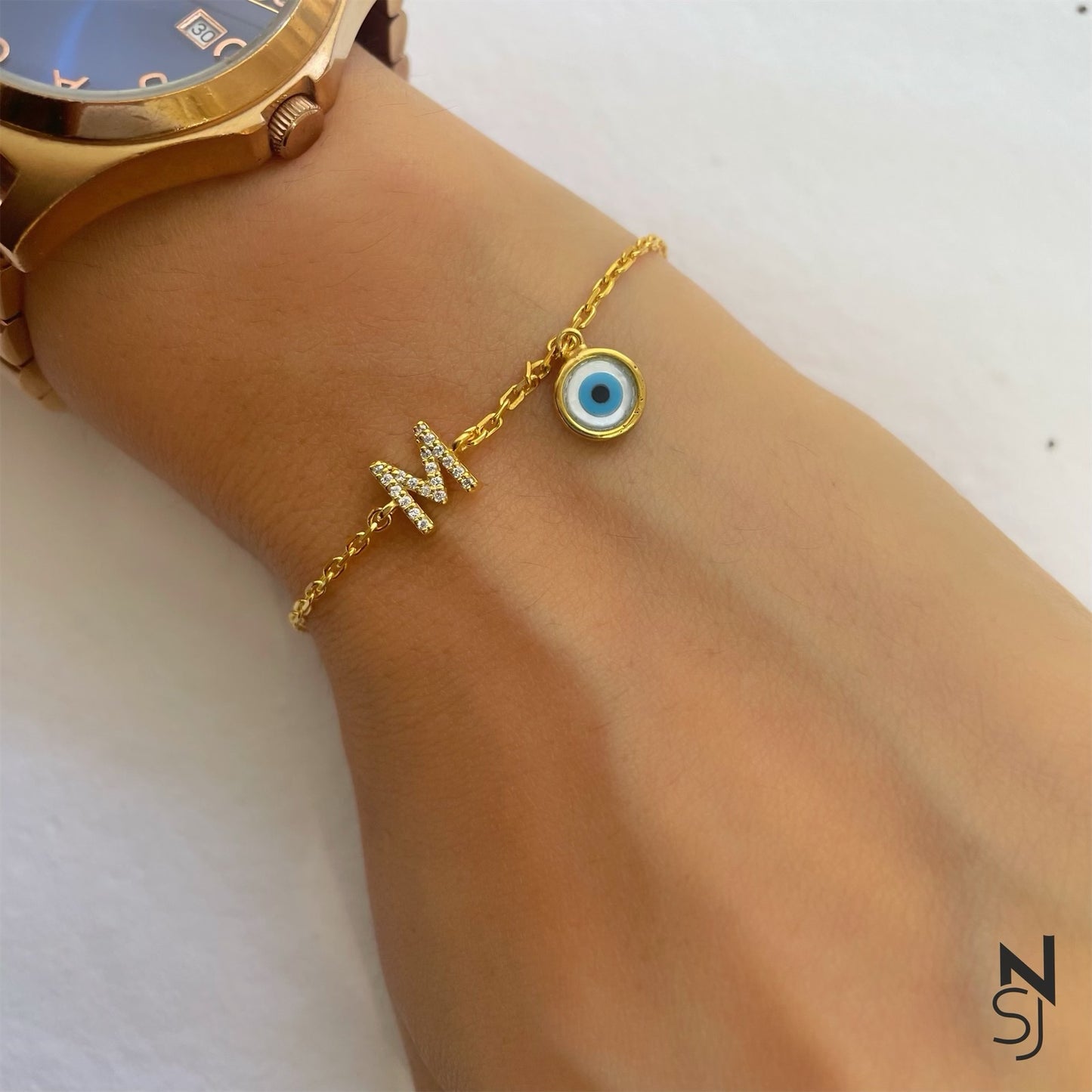 Custom Initial Evil Eye Bracelet