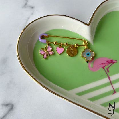 Butterfly Initial Baby Brooch | Personalised 925 Silver Jewellery for Kids | Niashine