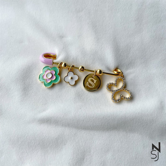 Flower Initial Baby Brooch