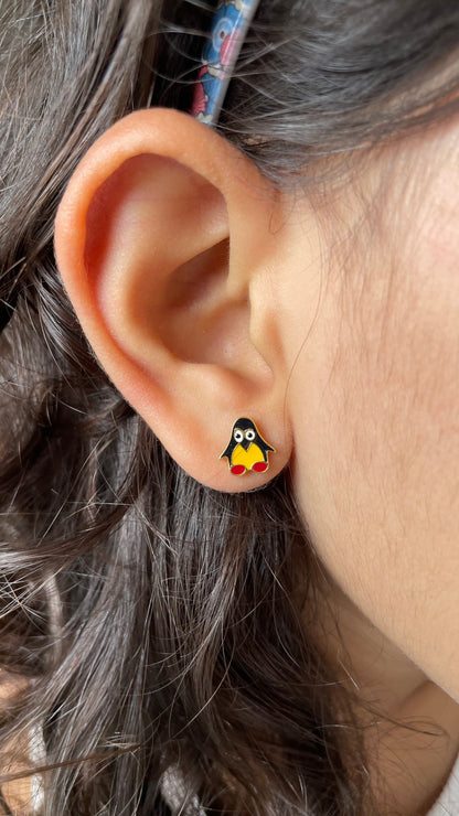Penguin Studs | Personalised 925 Silver Jewellery for Kids | Niashine