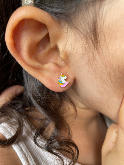 Enchanting Unicorn Studs | Personalised 925 Silver Jewellery for Kids | Niashine