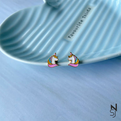 Enchanting Unicorn Studs | Personalised 925 Silver Jewellery for Kids | Niashine