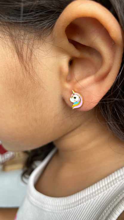 Magical Unicorn Studs | Personalised 925 Silver Jewellery for Kids | Niashine
