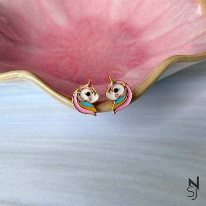 Magical Unicorn Studs | Personalised 925 Silver Jewellery for Kids | Niashine
