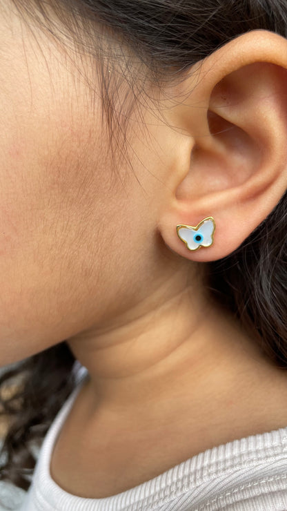 Butterfly Evil Eye Studs | Personalised 925 Silver Jewellery for Kids | Niashine