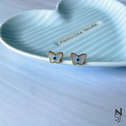 Butterfly Evil Eye Studs | Personalised 925 Silver Jewellery for Kids | Niashine