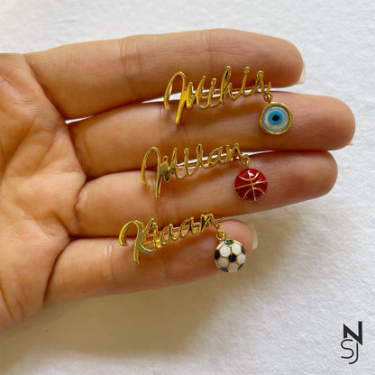 Custom Name Basketball Collar Pin | Personalised 925 Silver Jewellery for Kids | Niashine