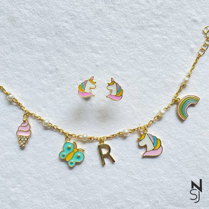 Charm Bracelet & Studs Set