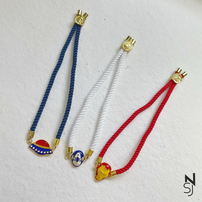 Captain America Thread Bracelet | Personalised 925 Silver Jewellery for Kids | Niashine