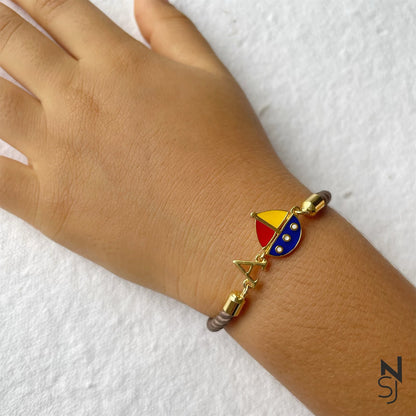 Sailboat Initial Bracelet | Personalised 925 Silver Jewellery for Kids | Niashine