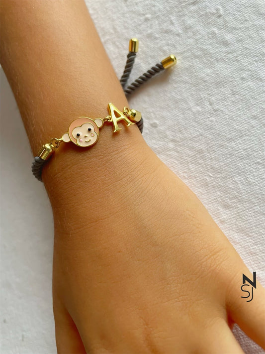 Monkey Love Initial Bracelet