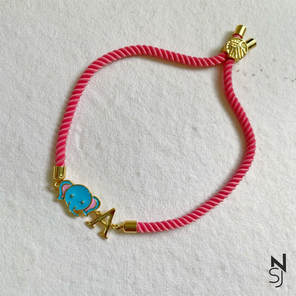 Small Elephant Initial Bracelet | Personalised 925 Silver Jewellery for Kids | Niashine