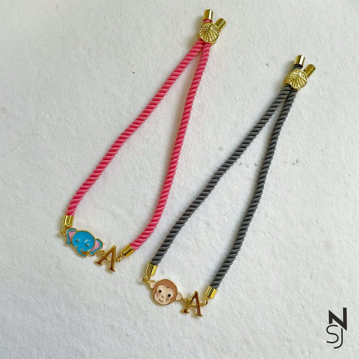 Small Elephant Initial Bracelet