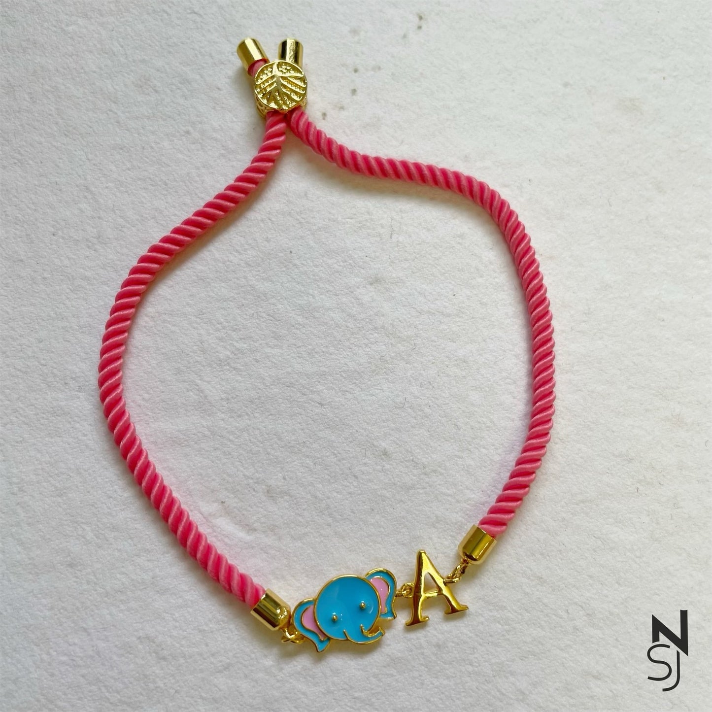 Small Elephant Initial Bracelet