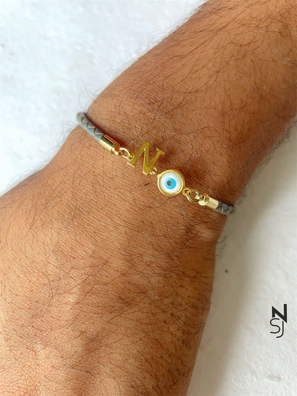 Initial & Evil Eye Bracelet