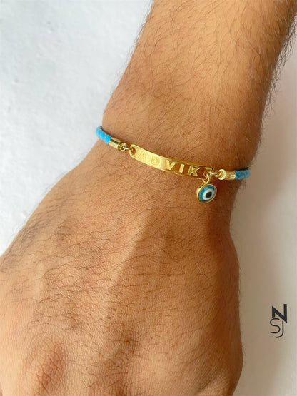 Custom Name Evil Eye Bracelet | Personalised 925 Silver Jewellery for Kids | Niashine