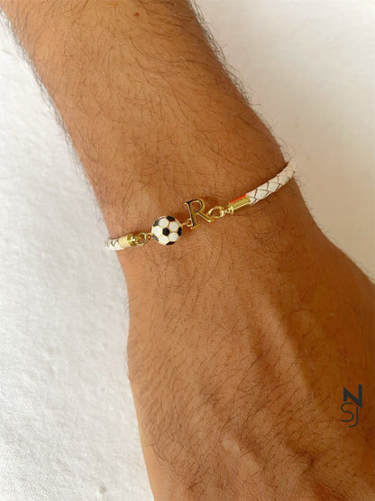 Initial & Football Bracelet