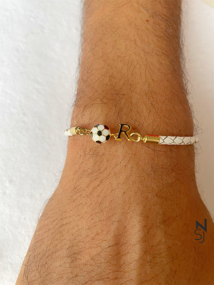 Initial & Football Bracelet