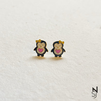 Penguin Love Studs | Personalised 925 Silver Jewellery for Kids | Niashine