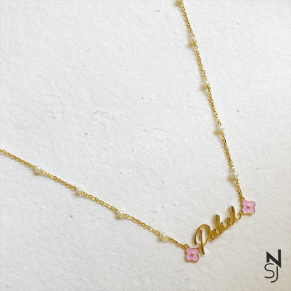 Custom Name Flower Neckchain | Personalised 925 Silver Jewellery for Kids | Niashine