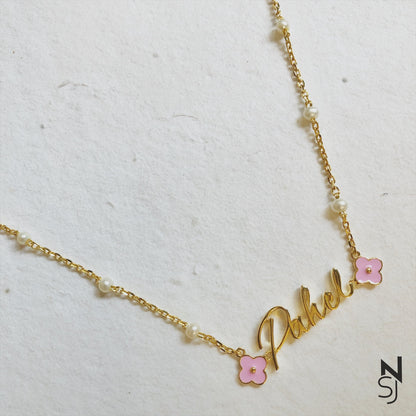 Custom Name Flower Neckchain | Personalised 925 Silver Jewellery for Kids | Niashine