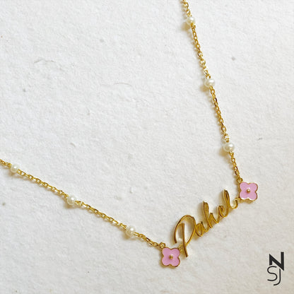 Custom Name Flower Neckchain | Personalised 925 Silver Jewellery for Kids | Niashine