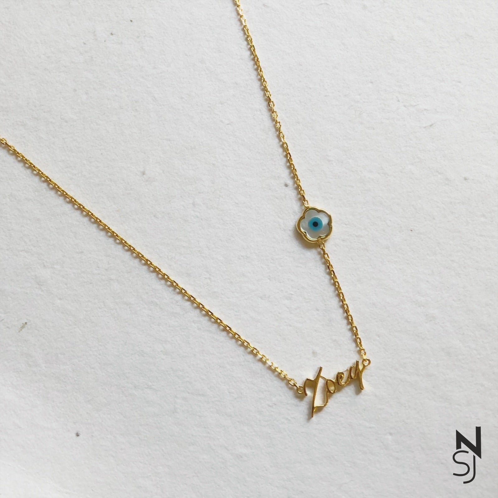 Custom Name Flower Evil Eye Neckchain – NIASHINE - Main Image