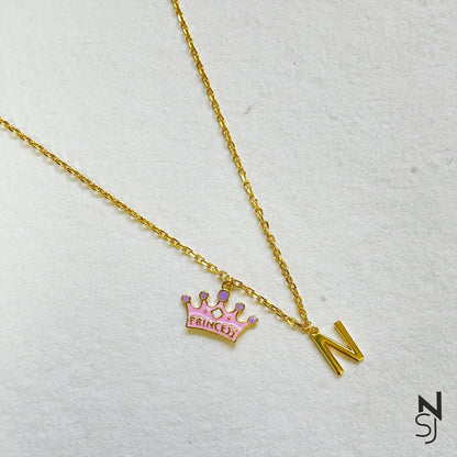 Custom Initial Tiara Neckchain | Personalised 925 Silver Jewellery for Kids | Niashine