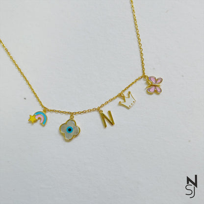 Custom Initial Charm Neckchain | Personalised 925 Silver Jewellery for Kids | Niashine
