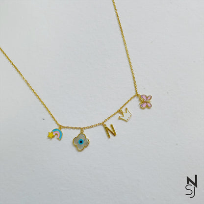 Custom Initial Charm Neckchain | Personalised 925 Silver Jewellery for Kids | Niashine
