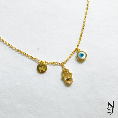 Custom Initial Good Vibes Neckchain | Personalised 925 Silver Jewellery for Kids | Niashine