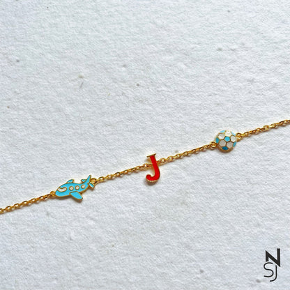 Custom Initial Charm Bracelet | Personalised 925 Silver Jewellery for Kids | Niashine