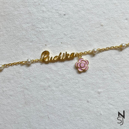 Custom Name Flower Bracelet | Personalised 925 Silver Jewellery for Kids | Niashine
