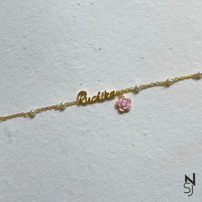 Custom Name Flower Bracelet | Personalised 925 Silver Jewellery for Kids | Niashine
