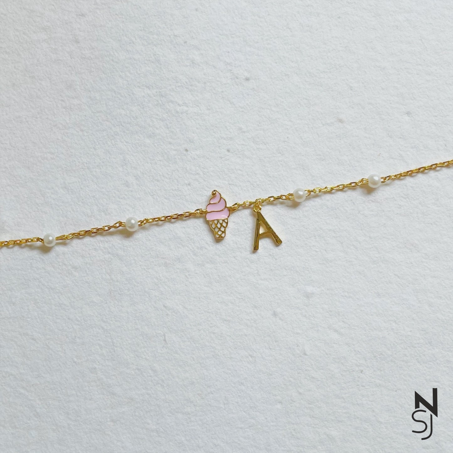 Custom Initial Icecream Bracelet