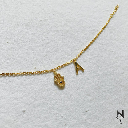 Custom Initial Hamsa Bracelet | Personalised 925 Silver Jewellery for Kids | Niashine